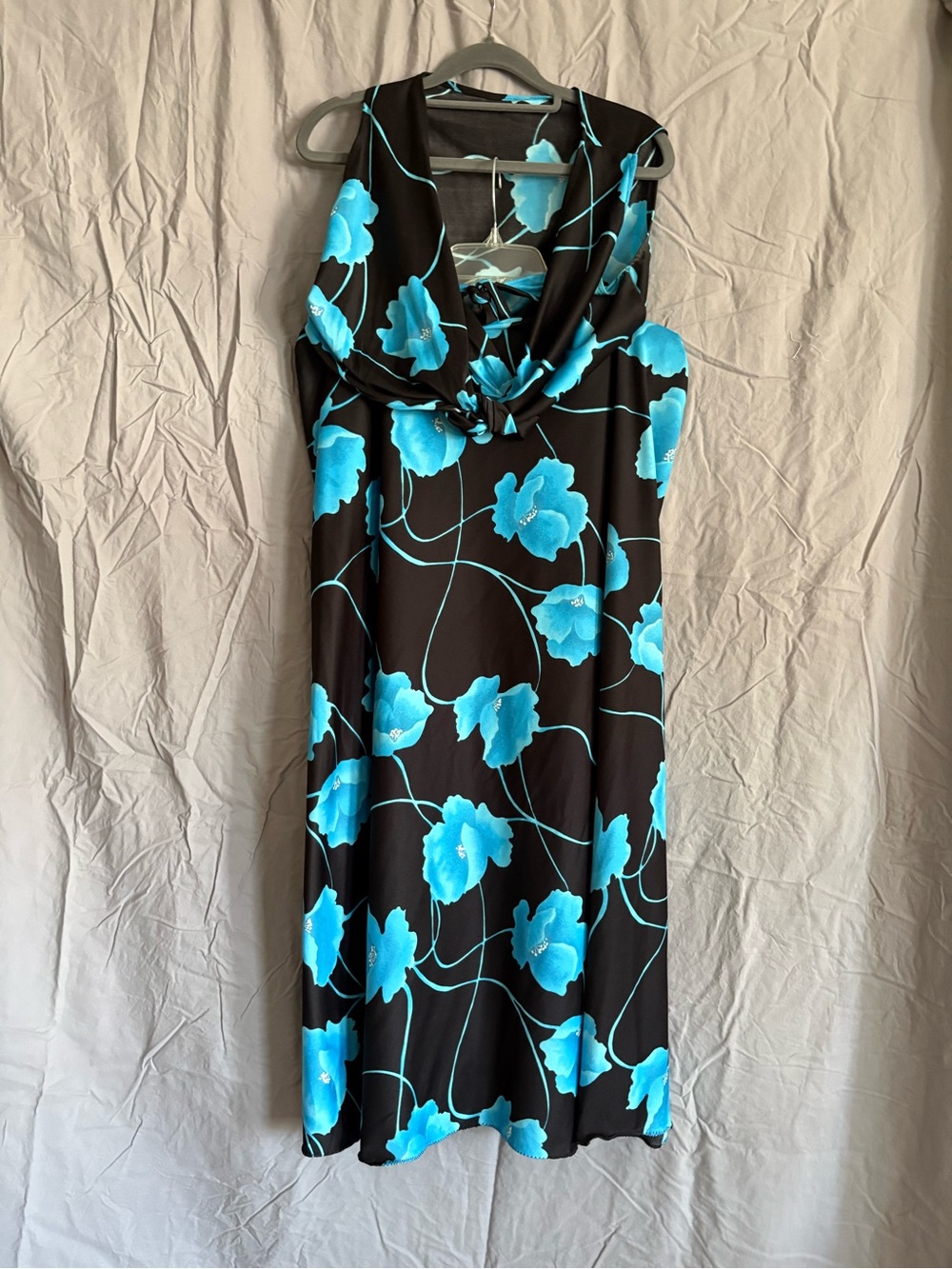 Black & Turquoise Floral Sleeveless Two Piece Set